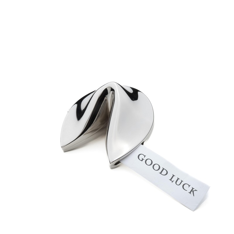 Natico Originals Non-Tarnishing Silver Fortune Cookie Paperweight, Desktop Gift, Resturant