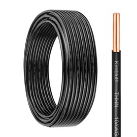 THHN Wire 10 Gauge 25 FT OFC Electrical Wire, 10 AWG Solid Copper Wire Rated up to 600V Building Wire Nylon Jacket for Residential, CNC, Ground, Industrial (10 Gauge, Black)