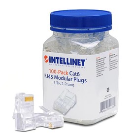 Conector RJ45 Cat6 UTP 8P8C Para Cable Ethernet Multifilar Bote 100 Pzas Intellinet 502344