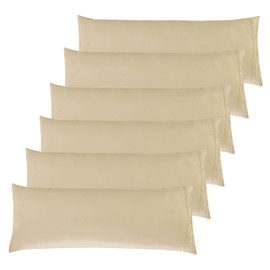 Elegant Comfort 6-PACK Solid Pillowcases 1500 Premium Hotel Quality Microfiber - Smooth Weave, Wrinkle and Stain Resistant, Easy Slip-On, 6-Piece Set, Body Pillowcase, Cream