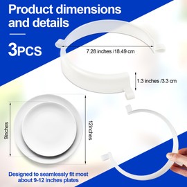 Landical 3 Pcs Clip On Plate Guard for Eating Spill Proof Food Guard for Plates Self Feeding Dining Assistive for Elderly Disabled Handicapped Adults Scooping Food, Fits Most 9" to 12" Plates