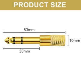 Trifletopia 2PCS headphone jack adapter - 3.5mm to 6.35mm audio jack gold plated - suitable for speakers, electric pianos, headphone adapter (Gold)