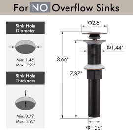 KES Bathroom Sink Drain with Strainer Basket Hair Catcher Anti Clog Pop Up Drain Stopper Vanity Vessel Sink without Overflow, Oil Rubbed Bronze S2013D-ORB