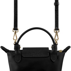 SOPROM Shoulder Strap for Longchamp Women's Bag, Shoulder Strap for Bags Leather Longchamp, Longchamp Replacement Strap Kit (Width: 11 mm, Colour: Black & Gold)