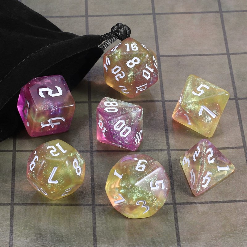 CiaraQ DND Polyhedral Dice Set with Dice Bag for Dungeons