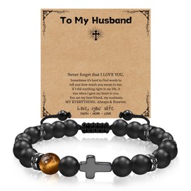 GBTBYS Husband Bracelet, Husband Gifts from Wife, Men Cross Bracelet, Birthday Anniversary Fathers Day Gift Ideas for Him Mens Fiance
