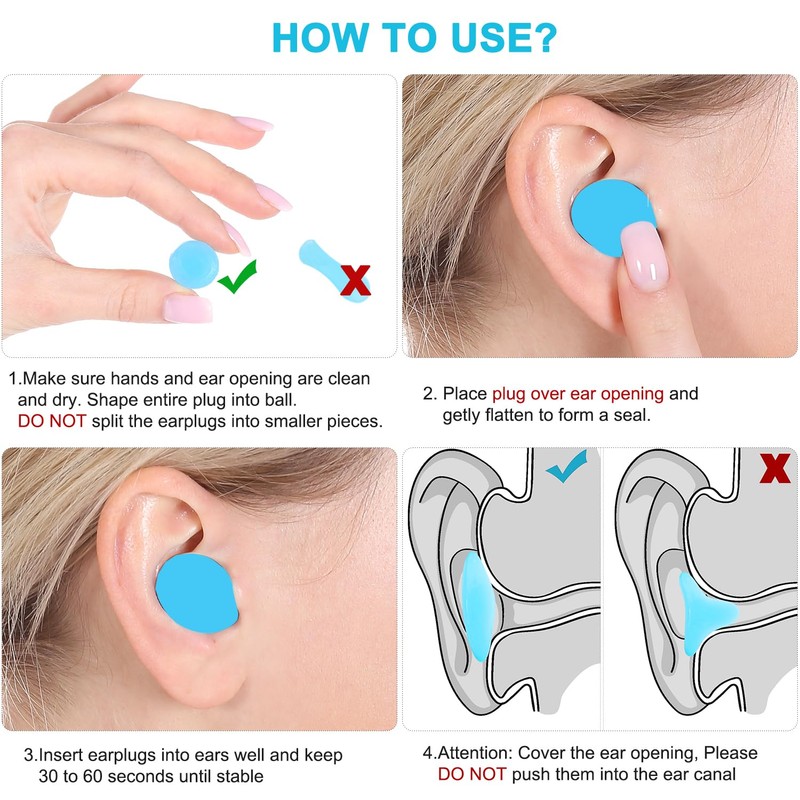 Becheln Ear Plugs for Sleeping, Waterproof Moldable Silicone EarPlugs for