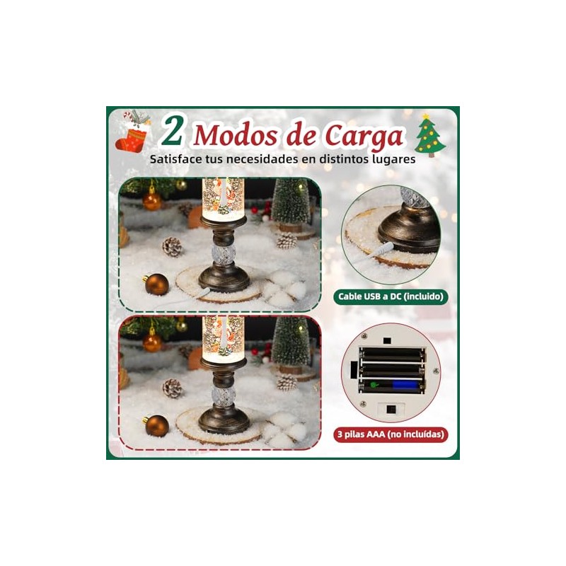 26cm Luces Decorativas navideñas Estilo Vela, Luces navideñas sin Llama,