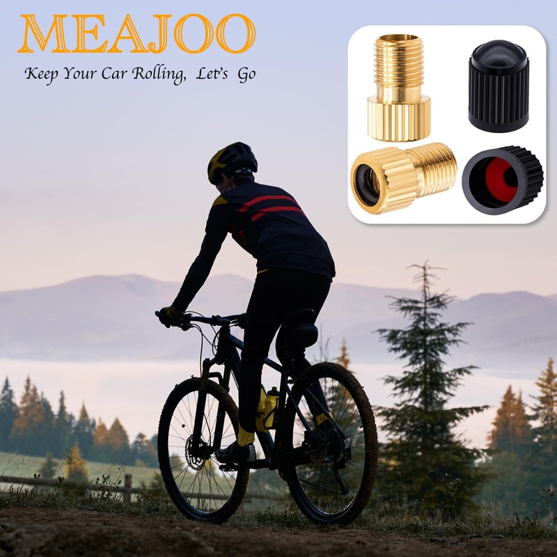 MEAJOO 6PCS Brass Presta Valve Adapter, Convert Presta to Schrader