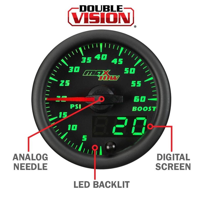 MaxTow Double Vision 30 PSI Turbo Boost / Vacuum Gauge