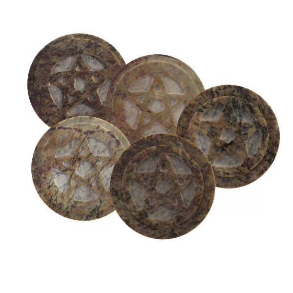 Stone Pentagram Altar Tile 3" NEW Carved Soapstone Pentacle -