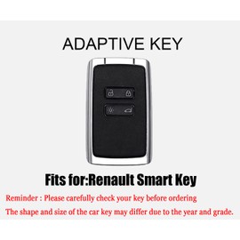 HIBEYO Leather Key Fob Cover for Renault Kadjar Koleos Clio Scenic Megane Duster Sandero Captur Twingo Accessories Smart Remote Auto Key Cover Protector-Black