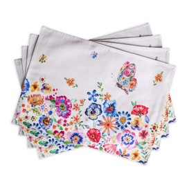 Maison d' Hermine Placemat 100% Cotton Cloth Placemats Decorative Washable Placemats for Mothers Day Gifts, Home, Kitchen, Dining & Camping, Happy Florals - High Summer - Spring/Summer (Set of 4)