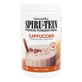 Natures Plus NaturesPlus SPIRU-TEIN Shake - Cappuccino Flavor - 1.1 lbs, Spirulina Protein Powder - Plant Based Meal Replacement, Vitamins & Minerals For Energy - Vegetarian, Gluten-Free - 16 Servings