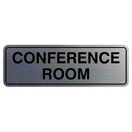 Letrero estándar para sala de conferencias, color plateado, pequeño paquete de 5