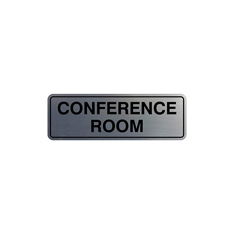Letrero estándar para sala de conferencias, color plateado, pequeño paquete