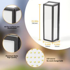 LANFU LED Aluminum Wall Sconce Waterproof Outdoor Wall Light,Modern Porch Wall Light (Large Rectangle-50W)