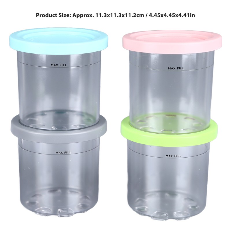 4Pcs Ice Cream Pints Containers and Lids Large Capacity Round