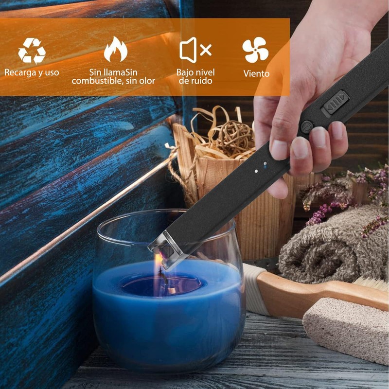 Encendedor Eléctrico Recargable Sin Llama, Encendedor de Plasma Seguro y