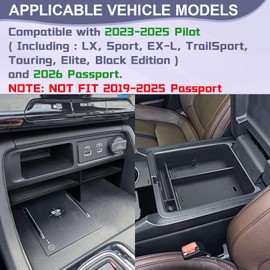 RUNROAD Center Console Organizer Tray Compatible with 2023 2024 2025 Honda Pilot / 2026 Passport Accessories, Armrest Storage Tray for Pilot Passport Middle Console Divider Glove Organizer (2PCS)