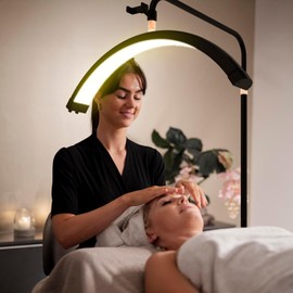 Hi_friend 28 inch Half Moon Lamp, Portable Esthetician Lash Light for Lash Tech, Bright Eyelash Extension Arched LED Floor Light, Lashing Lamp for Beauty, Skincare, Lashes (Black Night)