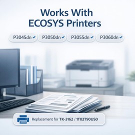 TK3162 TK-3162 Black Toner Cartridge Compatible with Kyocera TK3162 1T02T90US0 for ECOSYS P3045dn P3050dn P3055dn P3060dn Printer (12,500 Pages, 2 Pack)