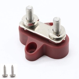 Heart Horse Bus Bar Terminal Block, Power Stud Battery Junction Post 1/4" Power Distribution Positive Negative for Truck RV Boat, Dual Heavy Duty Stainless Steel DC 48V (Red)