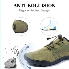 Men's Hike Barefoot Quick-Dry Sports Shoes Wide Toe Aqua for Swim Diving Surfing Kayaking Pool Beach Walking, Army Green, 9