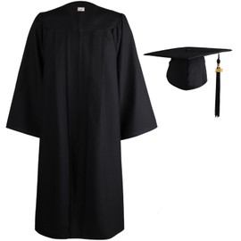 OSBO GradSeason Matte Graduation Gown Cap Tassel Set 2025 for High School and Bachelor (Black, 45"(5'0"-5'2"))