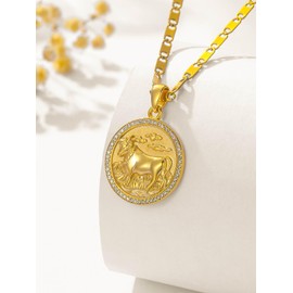 GUANMTY Gold Taurus Necklace For Women Sterling Silver Taurus Zodiac Pendant Birthday Present Apr and May Gold 12 Constellation Necklaces Gift for Women Wedding Anniversary Birthday Gifts