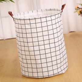 Versatile Foldable Fabric Storage Basket - Check Pattern Miscellaneous Items