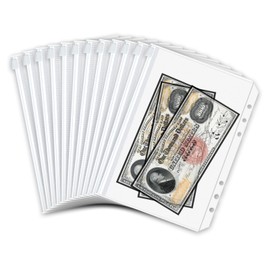 Pack of 20 A5 Binder Pockets, 6 Holes, PVC A5 Budget Planner Accessories, Envelope Method, Budget Folder, Binder, Zipper Bag, Budget Envelopes with Zip for Insert Pages, Loose Leaf Bags, Money