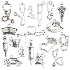 DIY Earring Charm Jewellery Pendant: 72 Pieces Mini Silver Metal Aesthetic Sisters Craft Kit Wedding Gift Small Bracelet Pearl Decorative Chain Necklace Craft Set Key Chain Accessories for Young,