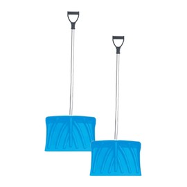 Superio Snow Shovel for Driveway, Stairs, Car Snow Removel Scooper Shovel Snow Pusher Sturdy Heavy Duty Plastic with Wooden Metal Handle (2 Blue)