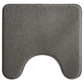 YREYBN Toilet Mats Pedestal Only, Non Slip Absorbent Bathroom Pedestal Mat, Soft Fluffy Toilet Rug for Bathroom, Gray U-Shaped Thick Toilet Mat, Machine Washable Quick Dry Toilet Mat