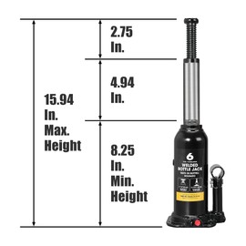 Torin Hydraulic Jack 6 Ton (12,000 lbs) Lifting Automotive Welded Hydraulic Bottle Jack for Repair Vehicle, Cars, Black