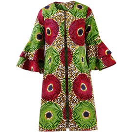 SHENBOLEN Women African Print Jacket Dashiki Traditional Top Dress(B,Small)
