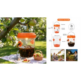 Solar Wasp Traps Hanging Yellow Jacket Trap with UV LED Light Reusable Bee Trap Catcher for Hornets Flying Insects Killer