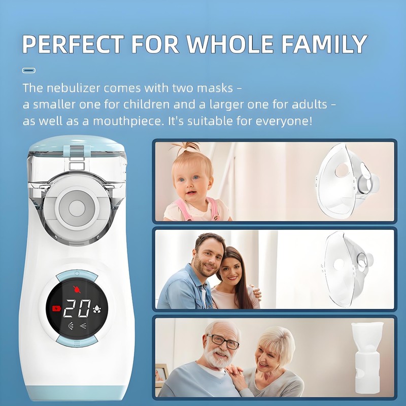 Portable Nebulizer with Intuitive LED Interface and Auto-Cleaning, Handheld Nebulizer