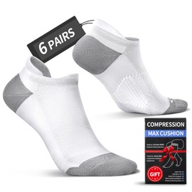 Bbfrey Soft Cushion Ankle Running Socks - Seamless & Padded Athletic Compression No Show Tab Sock with Arch Support (6 Pairs)