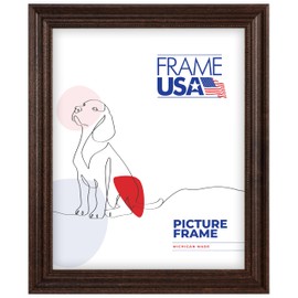 Frame USA 16x20 Picture Frame, Brown with Beaded Detail, Boardroom Series, Wall Hanging Frame with High Clarity Plexiglass