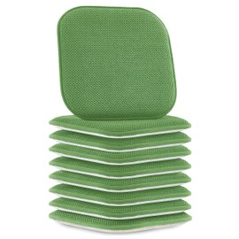 Elegant Comfort 8 Pack Chair Cushion Covers - Skid-Proof Rubber Backing - 16 x 16 Inch - Thick Dining Square Shape Seat Covers - Comfortable Textured Chair Pads with Ties - Honeycomb Pattern, Green