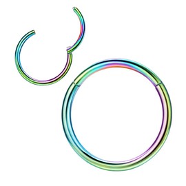14G Nose Ring Septum Clicker Helix Earrings Hoop 316L Steel Multicolor 7mm 1pcs