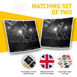 Square Stickers (Set of 2) 10cm BW - Basketball Player Hoop Ball Pro Fun Decals for Laptops,Tablets,Luggage,Scrap Booking,Fridges, #42532