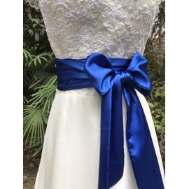 Eyrie Banda de vestir para ocasiones especiales, cinturón de novia, banda de boda, 4 pulgadas de ancho, doble cara, Azul Real, M