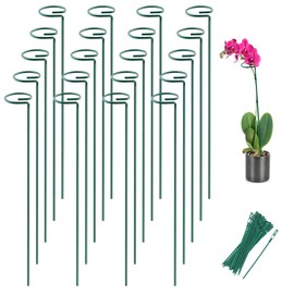 Joyhalo 20 Pack Plant Stakes, 16 Inch Plant Support Stakes, Flower Stakes with 24 Twist Ties, Garden Sticks for Plants Hibiscus, Sunflower, Red Hot Poker, Hydrangea, Tomato, Sapling Etc