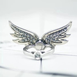 E&L LiliDreamStore 360 Rotate Cell Phone Ring Stand Holder ANGEL WINGS Silver Gold - Silver
