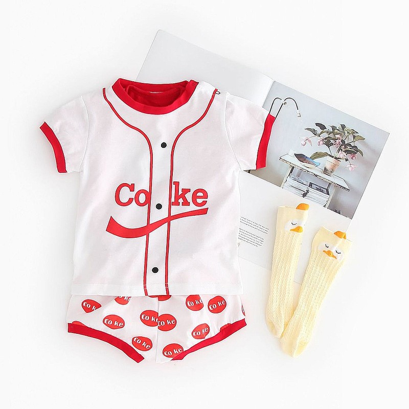 3 Pcs/Set Baby Clothes Cola Cup Pattern Jumpsuit Shirt Short
