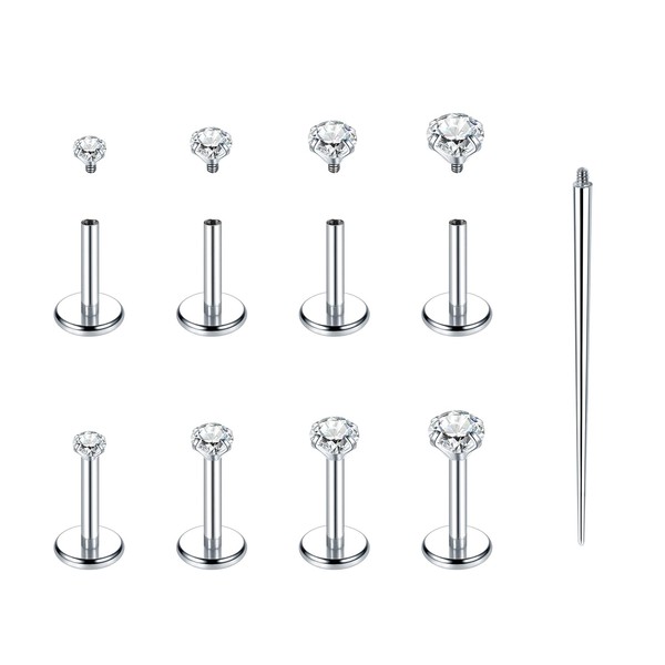 Xpircn 18G 6mm FLat Back Nose Stud Internally Threaded Labret