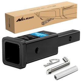 Nilight Trailer Hitch Receiver Extender Adapter Reducer 1-1/4 to 2Inch Hitch Adapter 6-1/2 inch Extension Sleeve Convertor 350Lbs with 1/2-Inch Diameter Pin and Clip with 5/8-Inch Adapter